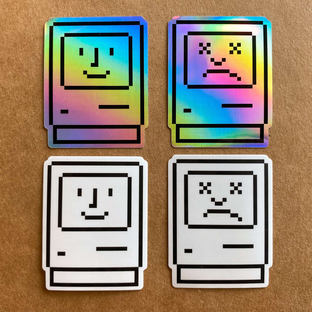 Happy Mac / Sad Mac Sticker Set
